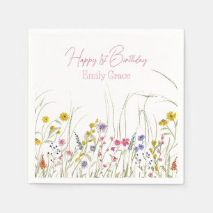 Serviette En Papier Fête Botanique Fleur sauvage d'aquarelle