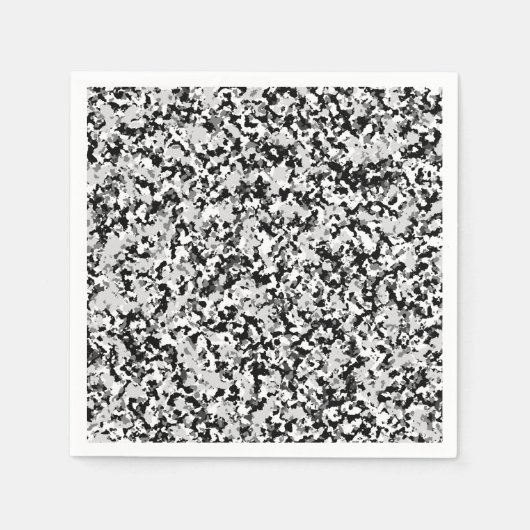 Serviette En Papier Fête Camouflage noir gris blanc arctique (Devant)