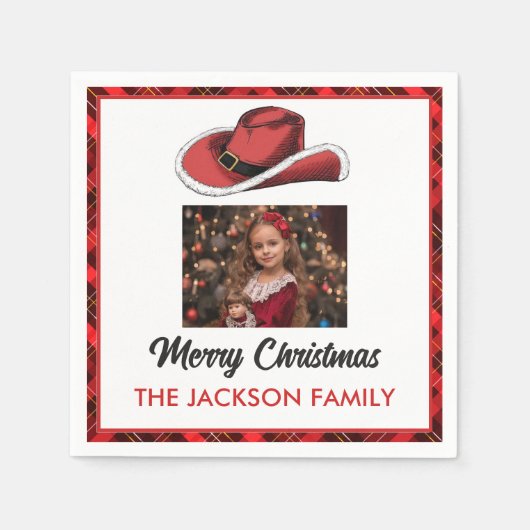 Serviette En Papier Fête Casquette de Noël de l'Ouest (Devant)