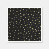 Serviette En Papier Fête céleste nuit étoilée Black & Gold Stars (Devant)