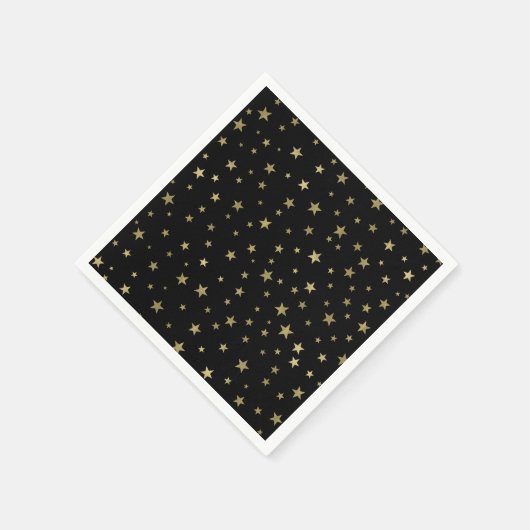 Serviette En Papier Fête céleste nuit étoilée Black & Gold Stars (Coin)