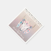 Serviette En Papier Fête Chic Crâne de Vache Floral Boho Glam Rustique (Coin)