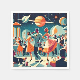 Serviette En Papier Fête Cocktail Espace Années 50