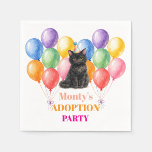 Serviette En Papier Fête d'adoption Jour de surprise Chat noir Animal