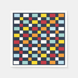 Serviette En Papier Fête Damier Coloré
