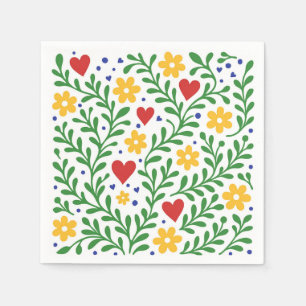 Serviette En Papier Fête d'Amour Mariage Floral Coloré Gras