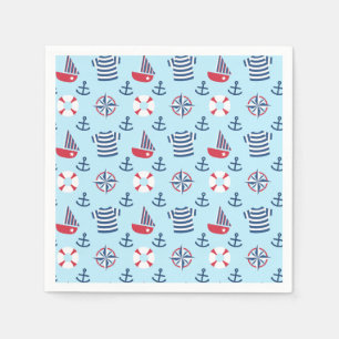 Serviette En Papier Fête d'ancrage de voilier mignon coloré nautique
