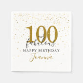 Serviette En Papier Fête d'anniversaire 100 et fabuleuse noire et or (Devant)