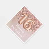 Serviette En Papier Fête d'anniversaire 16 ans Rose Gold Sweet (Coin)