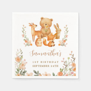 Serviette En Papier Fête d'anniversaire 1 an Animaux de la forêt à l'a