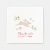 Serviette En Papier Fête d'anniversaire 1 an Lapin Animaux Mignon Doux (Devant)