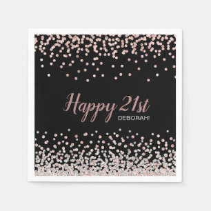 Serviette En Papier Fête d'anniversaire 21 ans confettis Rose Gold Arg