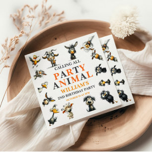 Serviette En Papier Fête d'anniversaire 2 ans Animaux Drôles Fantaisis