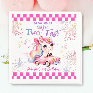 Serviette En Papier Fête d'anniversaire 2 ans fille voiture rose Two F