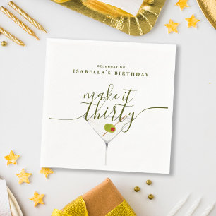 Serviette En Papier Fête d'anniversaire 30 ans Make It Thirty Olive Ma