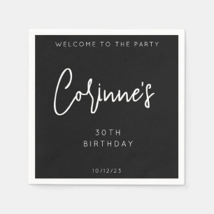 Serviette En Papier Fête d'anniversaire 30 ans minimaliste calligraphi