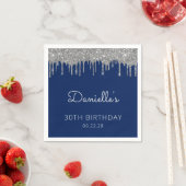 Serviette En Papier Fête d'anniversaire 30 ans Navy Blue Silver Glitte (En situation)