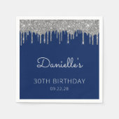 Serviette En Papier Fête d'anniversaire 30 ans Navy Blue Silver Glitte (Devant)