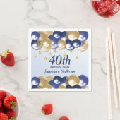 Serviette En Papier Fête d'anniversaire 40 ans ballons dorés et bleus  (En situation)