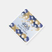 Serviette En Papier Fête d'anniversaire 40 ans ballons dorés et bleus  (Coin)