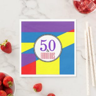 Serviette En Papier Fête d'anniversaire 50 ans bloc de couleur