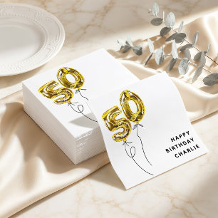 Serviette En Papier Fête d'anniversaire 50 ans Minimal Gold 50 Ballon