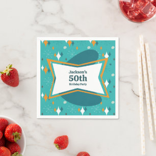 Serviette En Papier Fête d'anniversaire 50 ans Rétro Milieu du siècle
