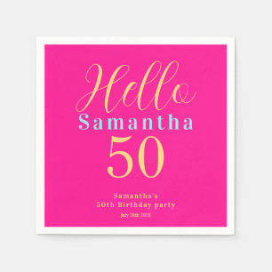 Serviette En Papier Fête d'anniversaire 50 ans rose chaud personnalisé