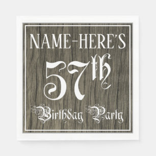 Serviette En Papier Fête d'anniversaire 57 ans — Écriture élégante, im