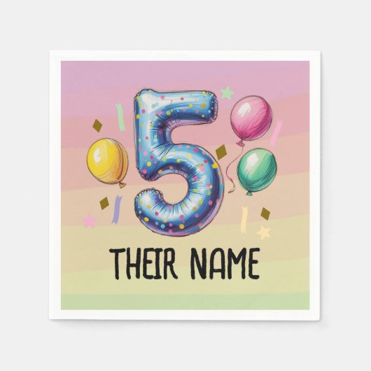 Serviette En Papier fête d'anniversaire 5 ans sans thème (Devant)