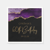 Serviette En Papier Fête d'anniversaire 60 ans Chic Agate Geode Violet (Devant)
