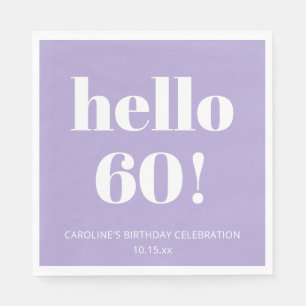 Serviette En Papier Fête d'anniversaire 60 ans en lavande violet moder