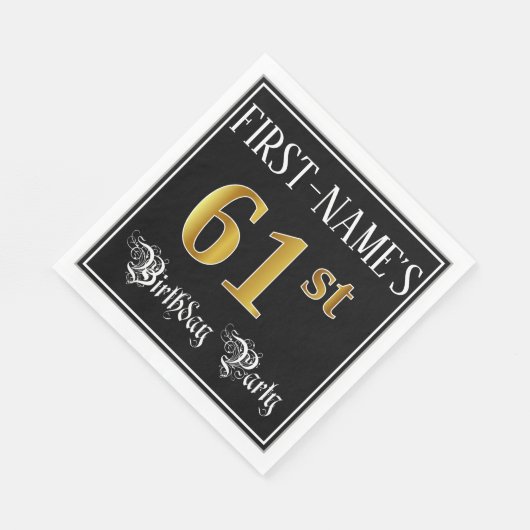 Serviette En Papier Fête d'anniversaire 61 ans — Écriture fantaisie, a (Coin)