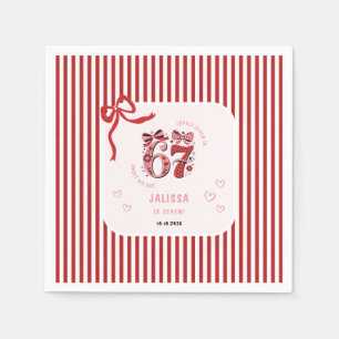 Serviette En Papier Fête d'anniversaire 6 7 pour filles, Enfants roses