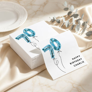 Serviette En Papier Fête d'anniversaire 70 ans Minimal Blue 70 Ballon