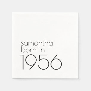 Serviette En Papier Fête d'anniversaire 70 ans minimaliste né en 1956
