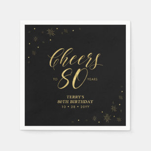 Serviette En Papier Fête d'anniversaire 80 ans Moderne Paillettes d'Or
