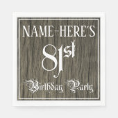 Serviette En Papier Fête d'anniversaire 81st — Script fantaisie, Faux (Devant)