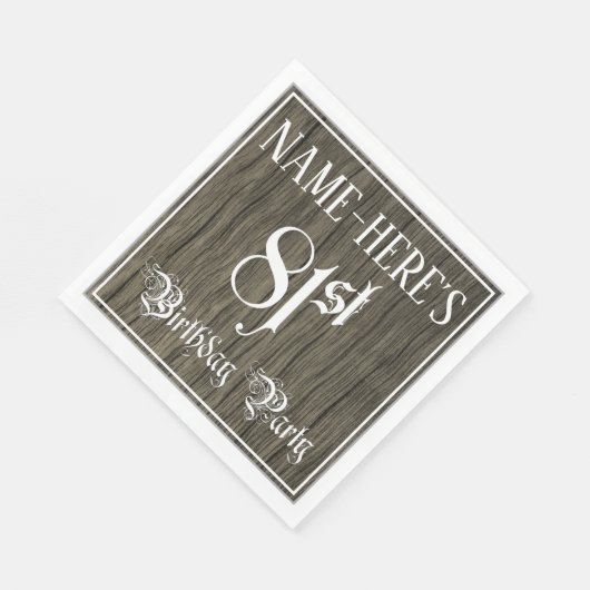 Serviette En Papier Fête d'anniversaire 81st — Script fantaisie, Faux (Coin)