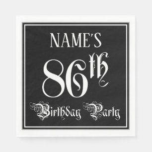Serviette En Papier Fête d'anniversaire 86 ans — Écriture élégante + N