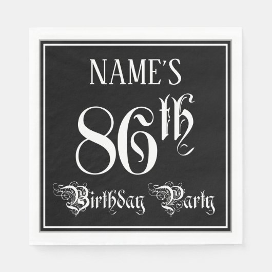 Serviette En Papier Fête d'anniversaire 86 ans — Écriture élégante + N (Devant)