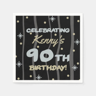 Serviette En Papier Fête d'anniversaire 90 ans Ajoutez votre nom