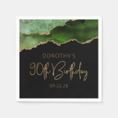 Serviette En Papier Fête d'anniversaire 90 ans Chic Agate Geode Vert O (Devant)