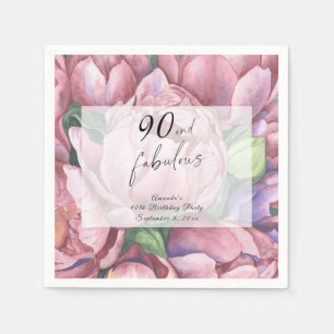 Serviette En Papier Fête d'anniversaire 90 ans Floral Vintage