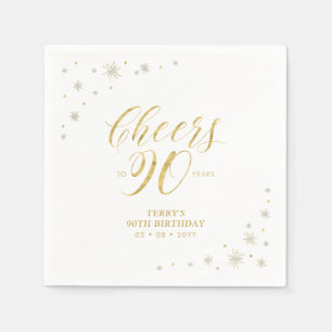 Serviette En Papier Fête d'anniversaire 90 ans Moderne Paillettes doré