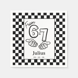 Serviette En Papier Fête d'anniversaire à damier noir et blanc 6 7 Mem