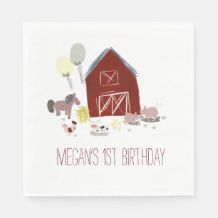 Serviette En Papier Fête d'anniversaire à la ferme de la grange   Baby