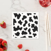 Serviette En Papier Fête d'anniversaire à motif vache noir et blanc (En situation)