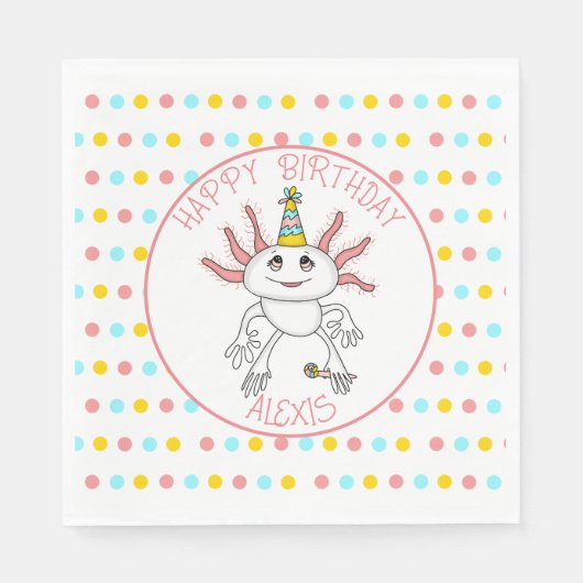 Serviette En Papier Fête d'anniversaire à thème Axolotl personnalisé (Devant)