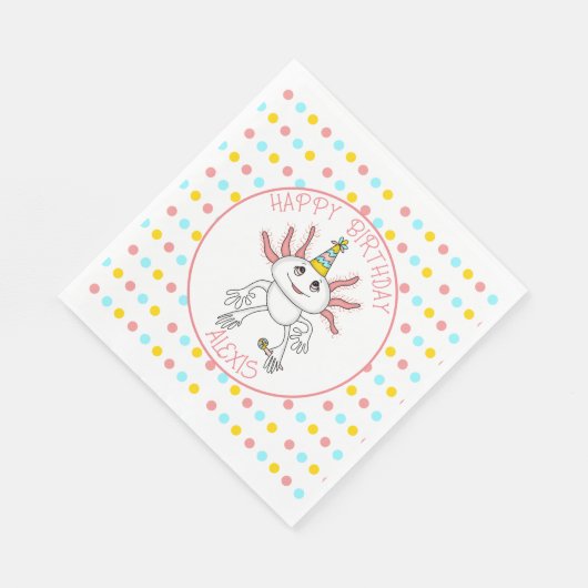 Serviette En Papier Fête d'anniversaire à thème Axolotl personnalisé (Coin)
